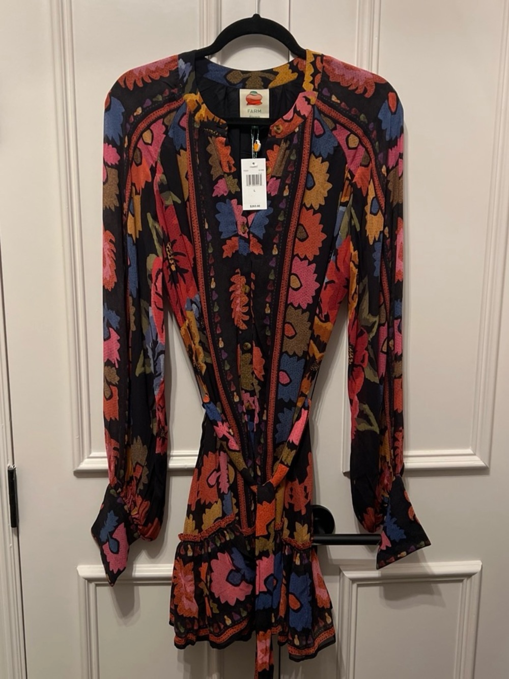 FARM Rio Black Multicolor Paisley-Print Ruffle Mini Dress - Picture 4 of 5
